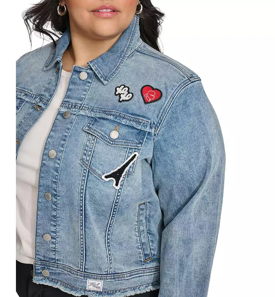 Karl Lagerfeld Paris Plus Size Patch-Trim Denim Jacket, First@Macy’s 4