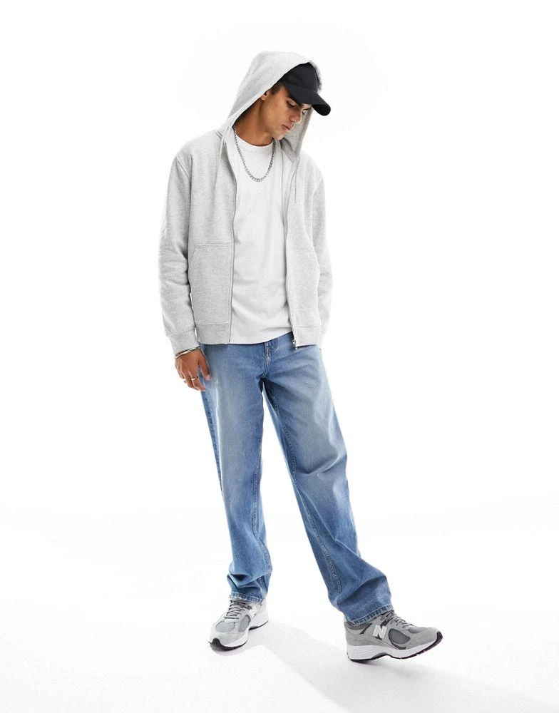 Weekday Weekday standard zip hoodie in grey 2
