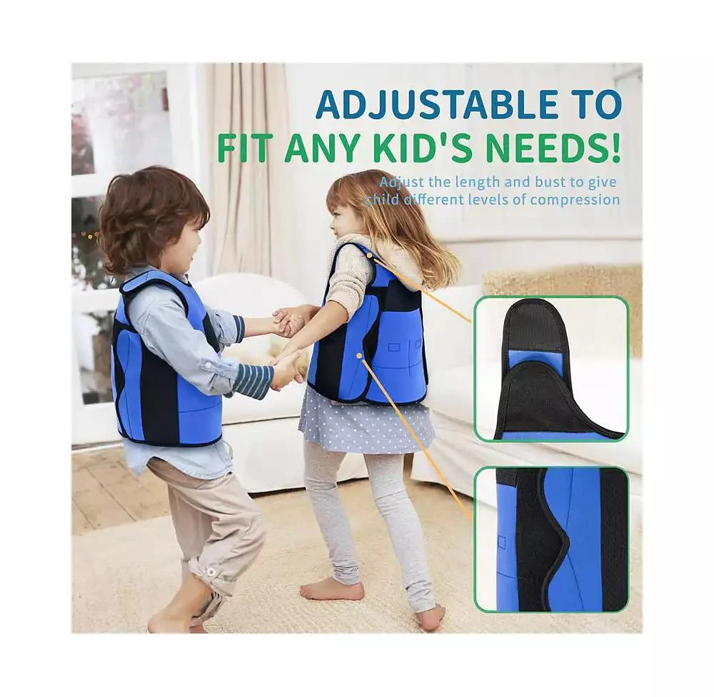 OUTREE Small Blue Weighted Compression Vest for Kids with Sensory Needs 2