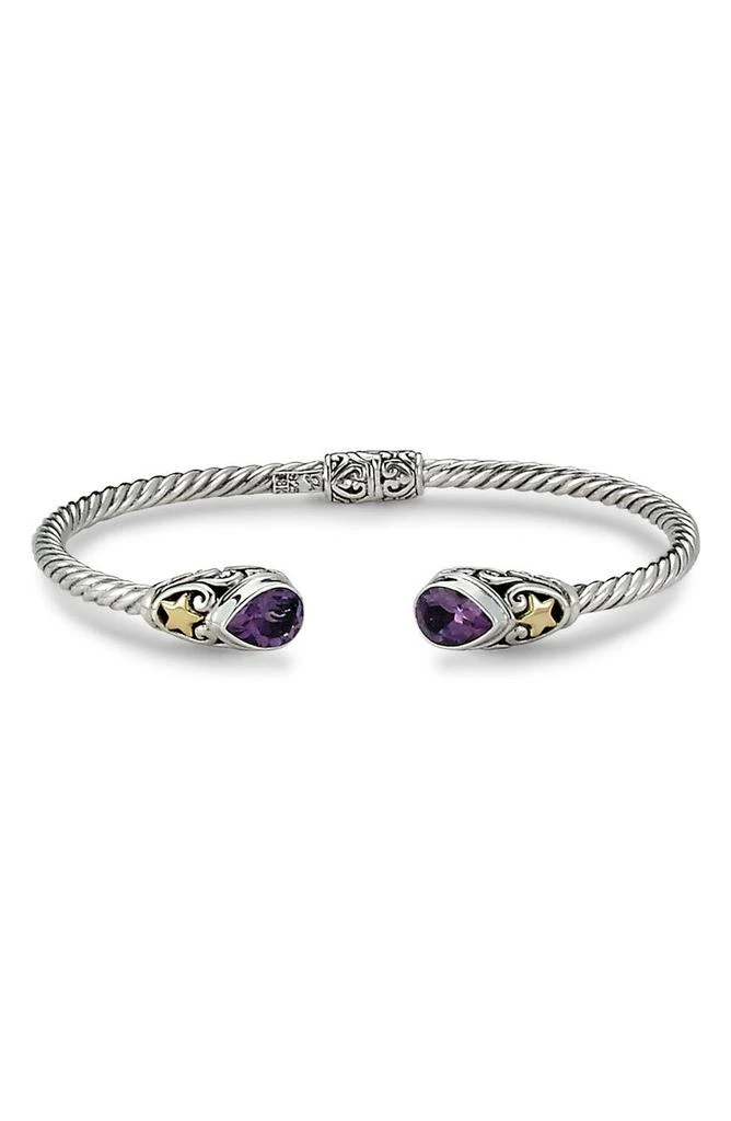 SAMUEL B. 18K Yellow Gold 
Sterling Silver Amethyst Twist Bangle Bracelet