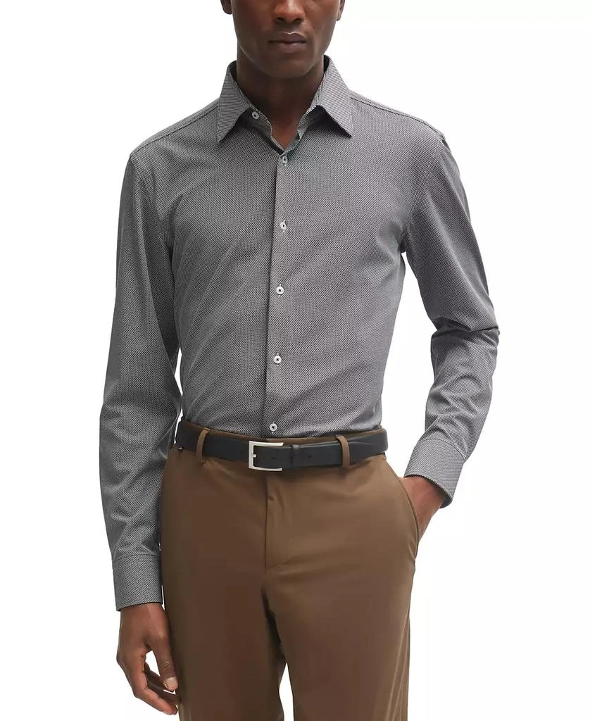 Hugo Boss Men's Structured Performance-Stretch Fabric Slim-fit Dress Shirt 1