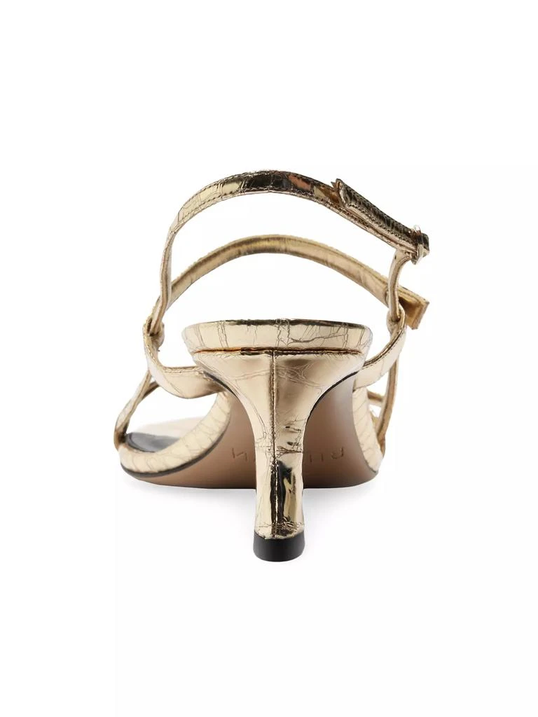 Alexandre Birman Tita Cage 60MM Metallic Crocodile-Embossed Leather Sandals 9