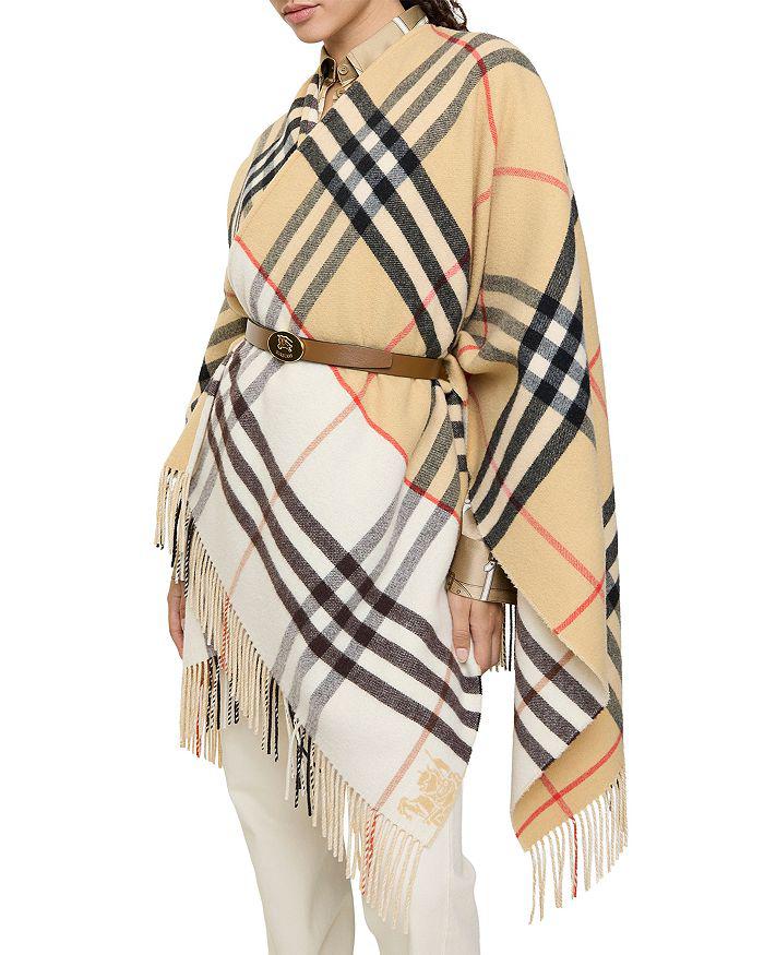 Burberry Contrast Check Cashmere & Wool Cape