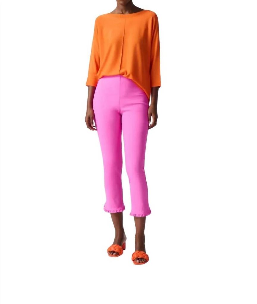 JOSEPH RIBKOFF Ruffle Crop Pant In Pink