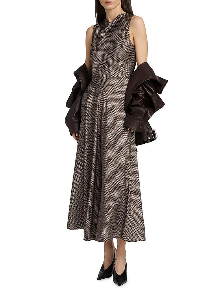 Vince Plaid Fit 
Flare Cowlneck Maxi Dress 2