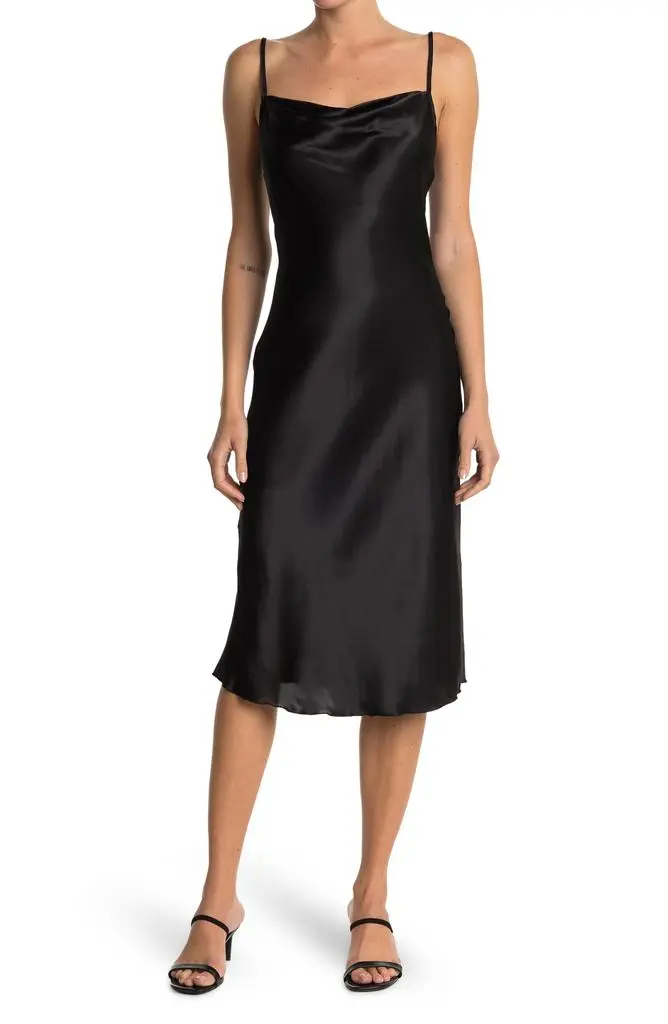 bebe satin cowl neck dress Satin Cowl Neck Slip Mini Dress in Berry