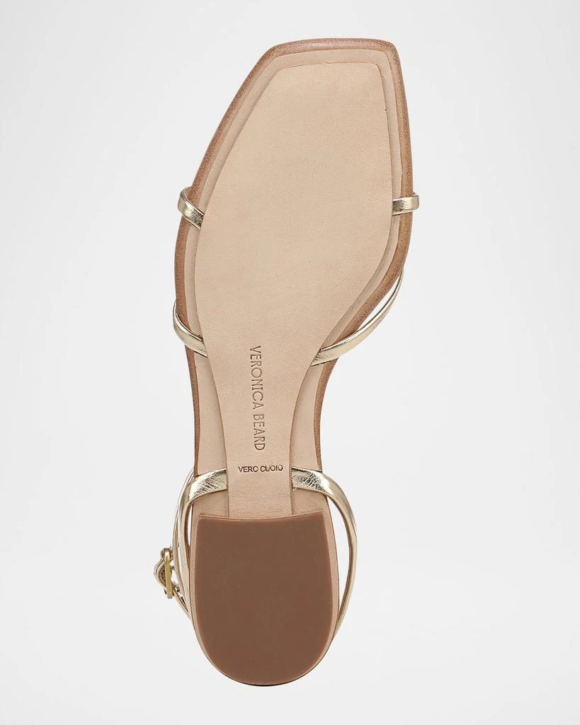 VERONICA BEARD Allegra Metallic Flat Ankle-Strap Sandals 6