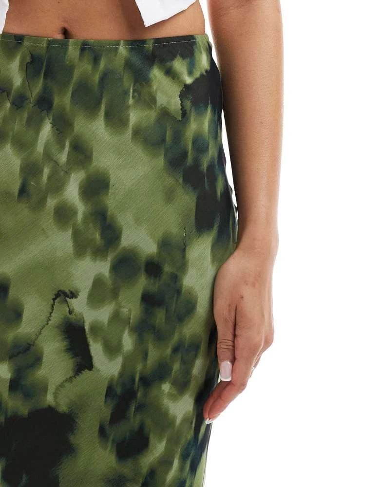ASOS ASOS DESIGN chiffon maxi skirt print in smudge animal 5