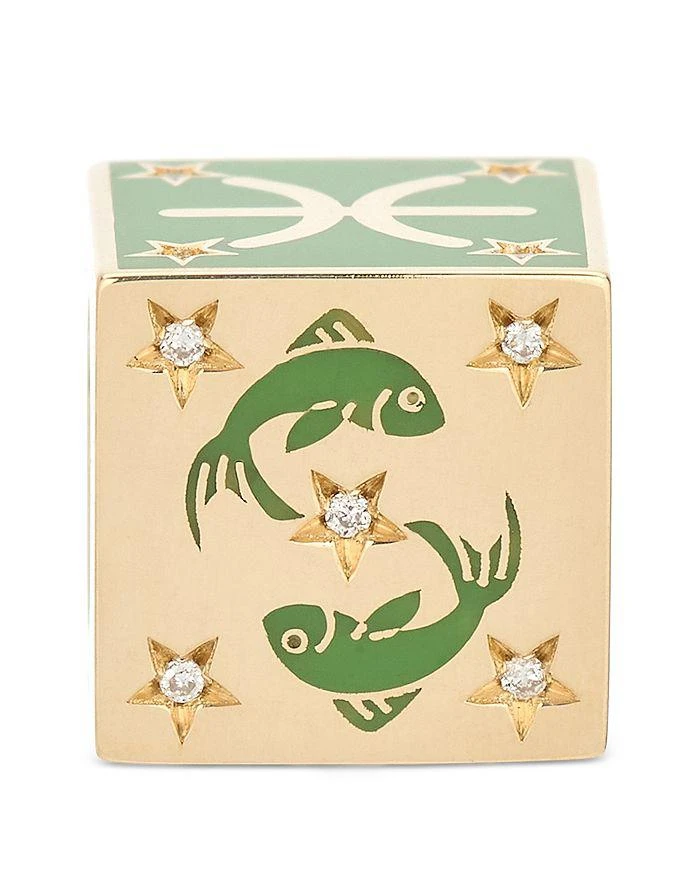 Adina Reyter 9K Pisces Zodiac Diamond 
Ceramic Block Big Bead