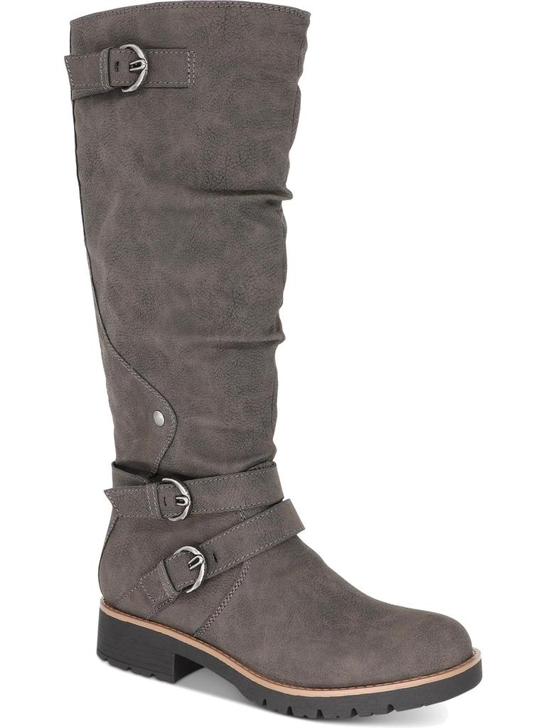 American Rag Brinley Womens Faux Leather Knee-High Motorcycle Boots