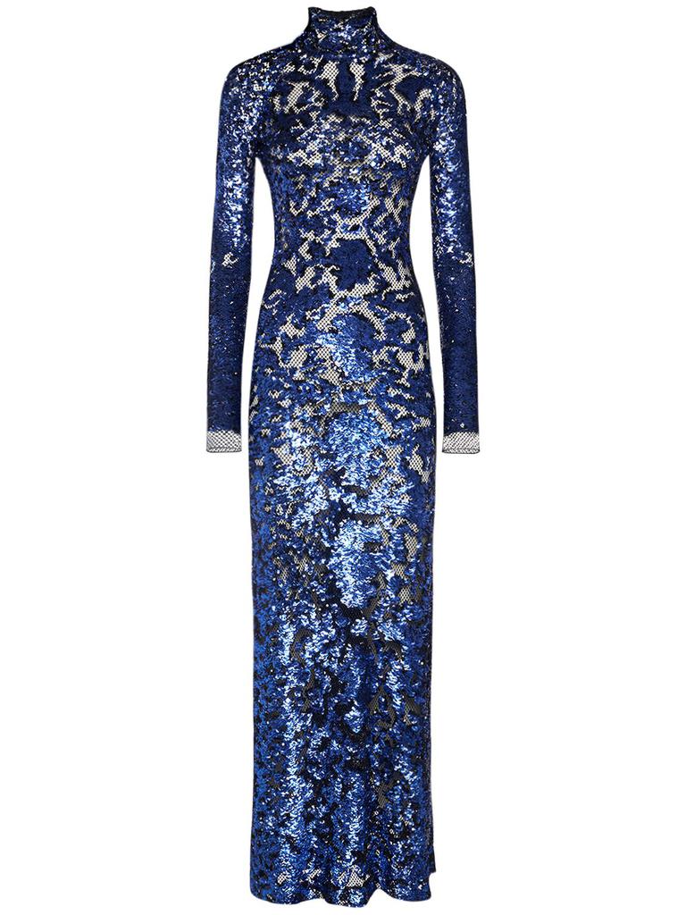 TOM FORD Snake Sequin Embellished Fishnet Dress