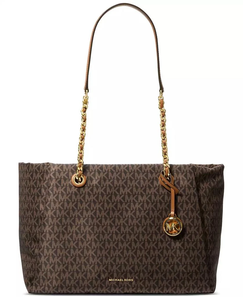 Michael Kors Georgia Logo Brown Zip Top Tote Bag 1