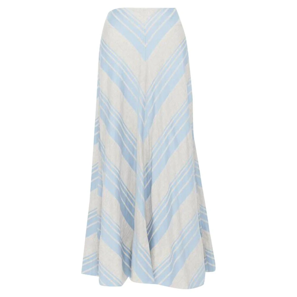 Lee Mathews Lee Matthews striped linen cotton midi casual skirt 3