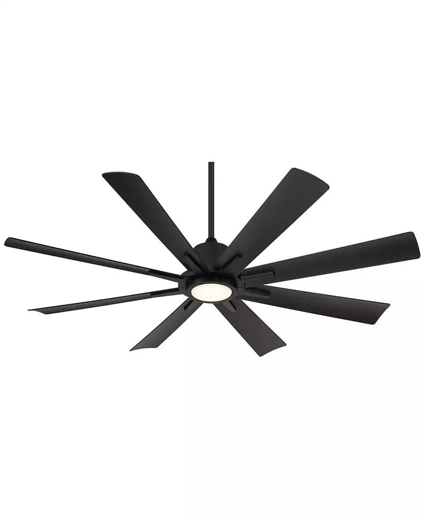 Casa Vieja 54" Inspirit Modern Indoor Outdoor Ceiling Fan 8 Blade LED Light Remote Control Matte Black Finish Bedroom Damp Rated 9