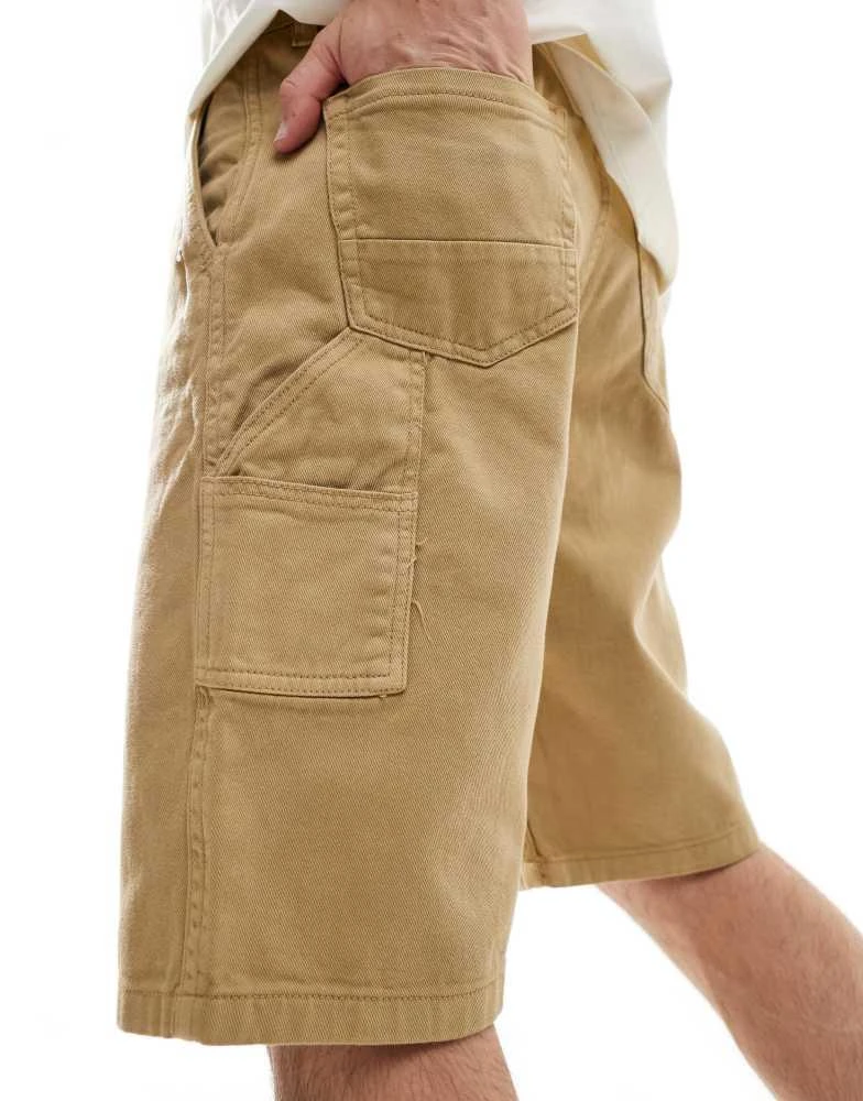 Brave Soul Brave Soul cotton twill worker carpenter shorts in stone 5