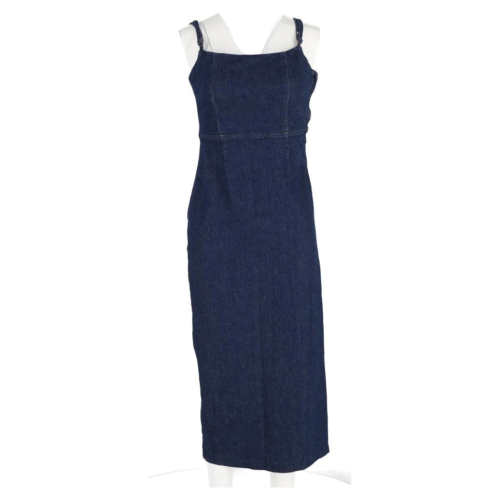 Reformation Delphinia Stretch-Denim Midi Dress In Navy Blue Cotton 4