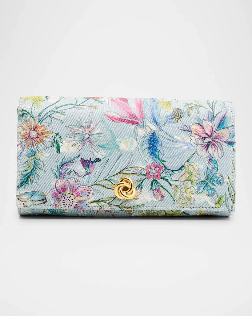 MICHELLE WILHITE Olivia Floral-Print Denim Clutch Bag