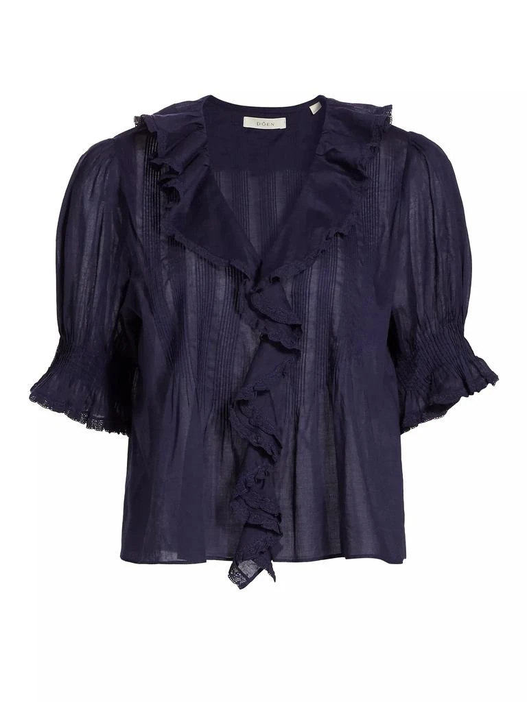 DÔEN Henri Ruffled Cotton Short-Sleeve Blouse 1