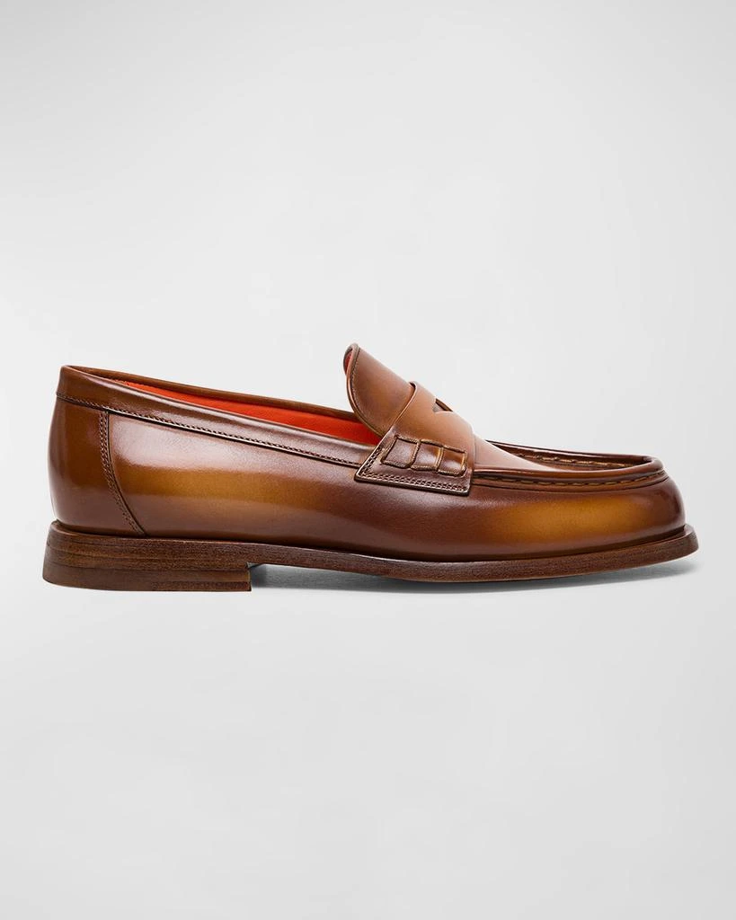 Santoni Airglow Classic Leather Penny Loafers - Single Shoes  display picture 1