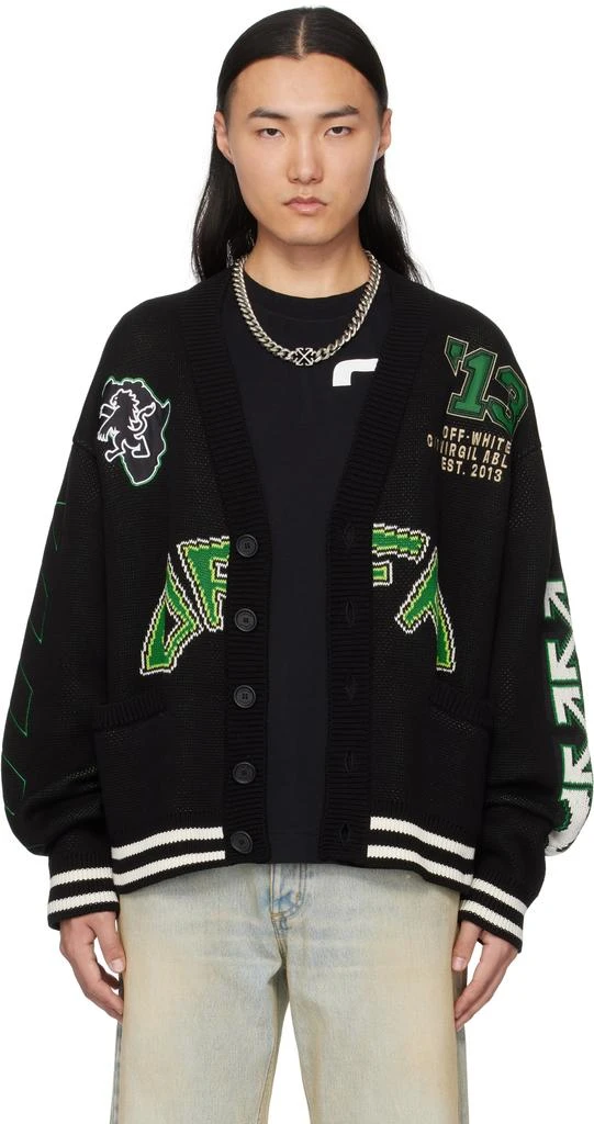 Off-White Black Crocodile Varsity Cardigan 1