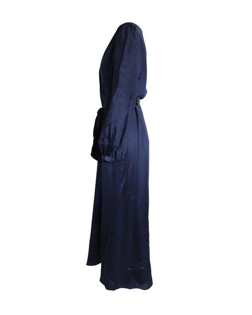 Temperley London Belted Maxi Wrap Dress in Navy Blue Viscose and Silk 2
