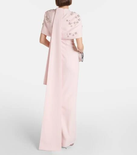 Safiyaa Embellished caped crêpe gown 3