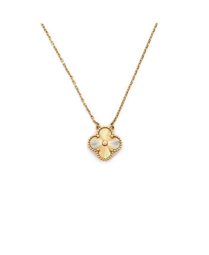 Pre-Owned Van Cleef 
Arpels Vintage-Like Alhambra Pendant Necklace Guilloche 18K Gold, 16.5"