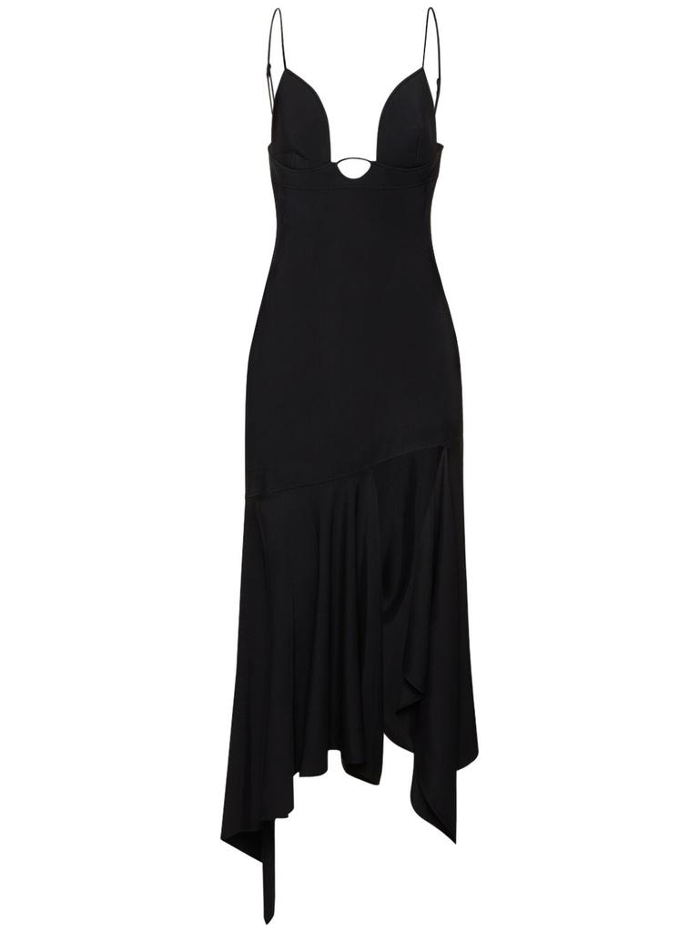 MUGLER Asymmetrical Twill Long Dress