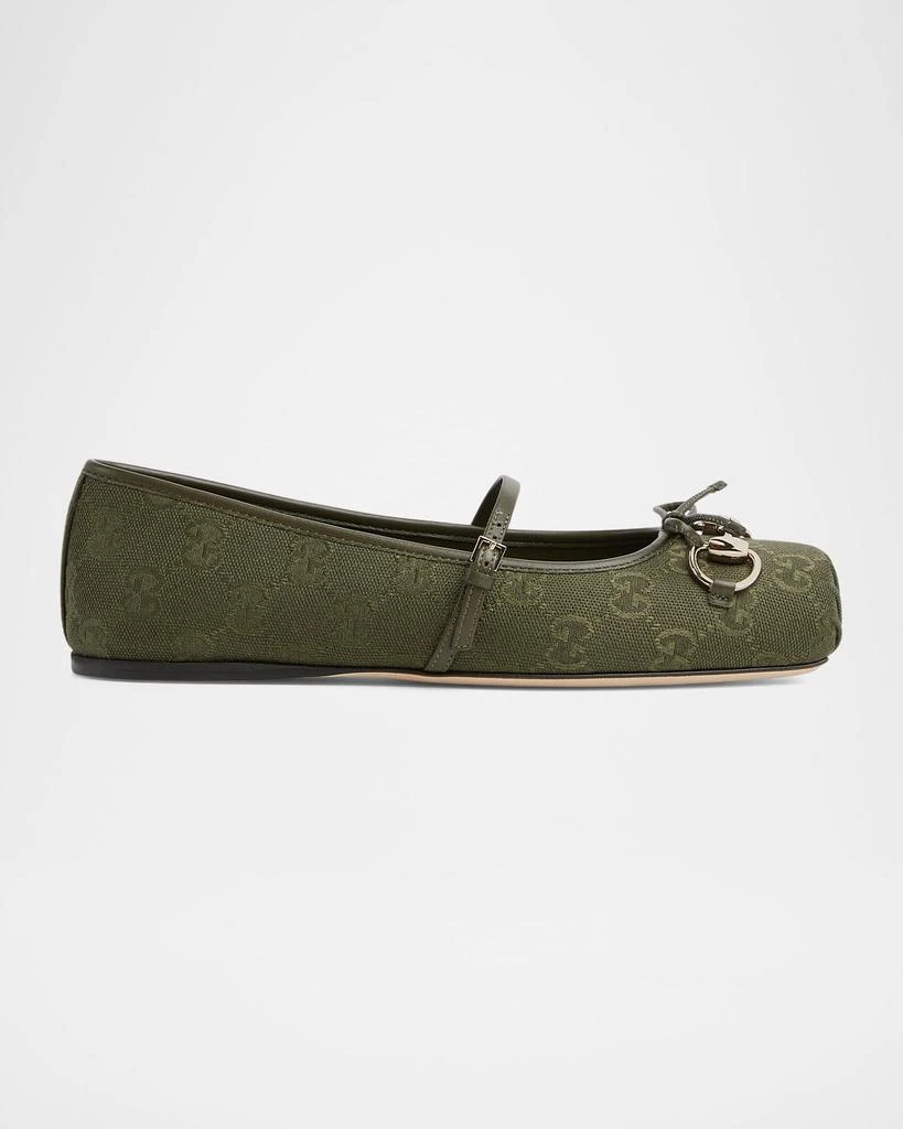 Gucci Canvas GG Horsebit Ballerina Flats 1
