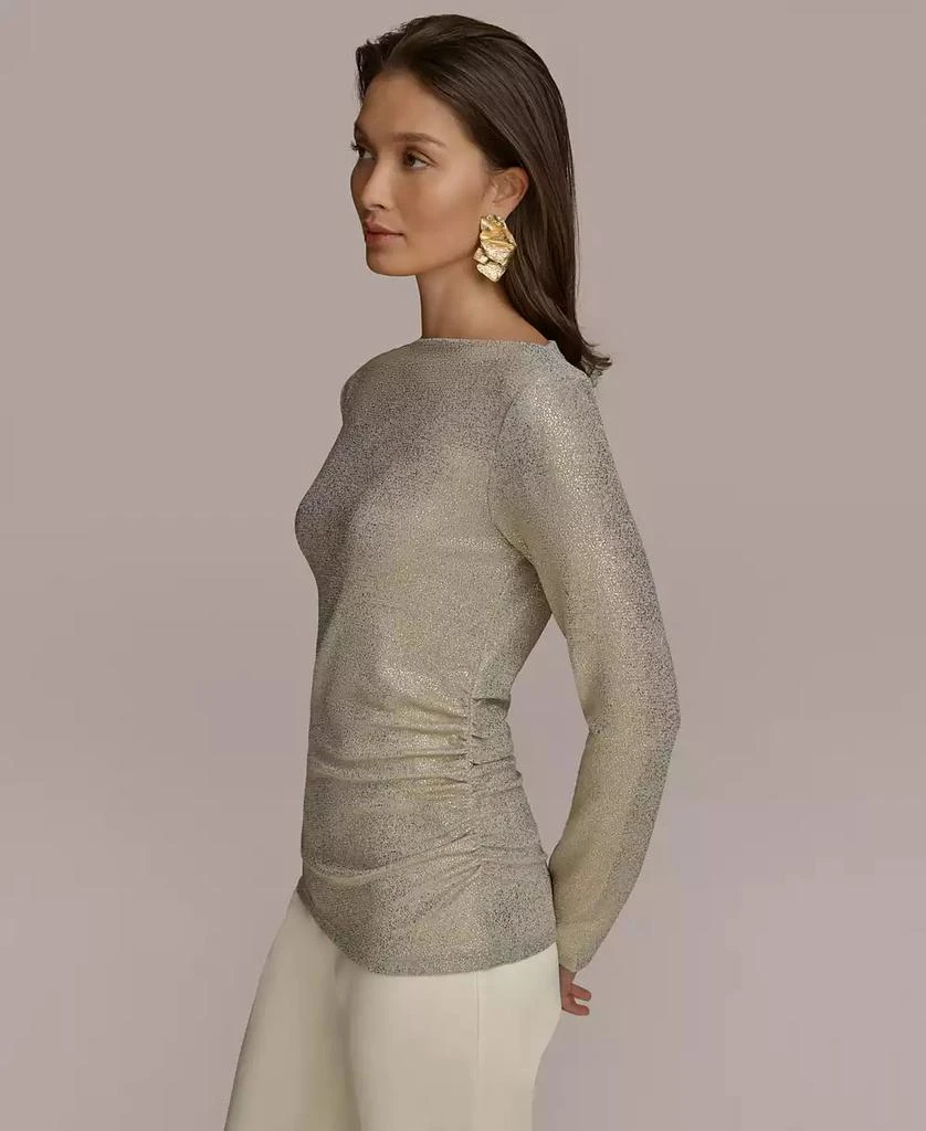 Donna Karan Women's Metallic Boat Neck Long-Sleeve Top 3