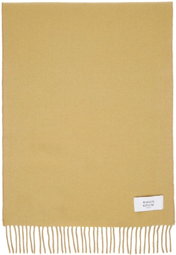 Maison Kitsune Beige Bold Fox Head Double Face Scarf 2
