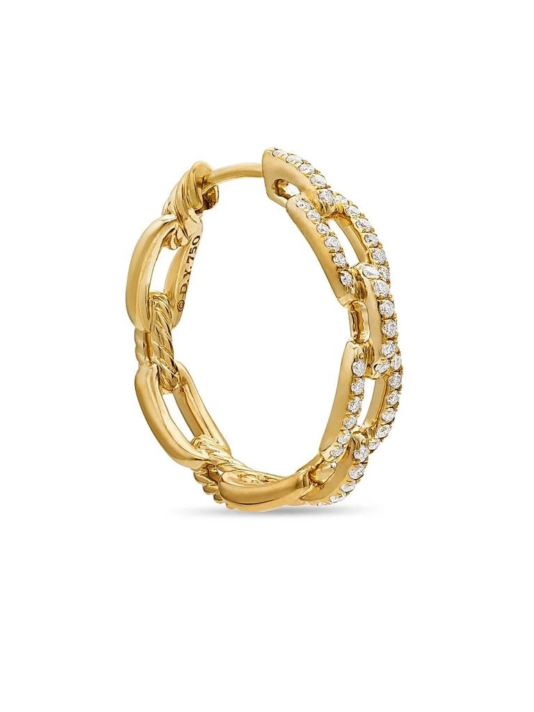 David Yurman Stax Chain Link Hoop Earrings in 18K Yellow Gold with Diamonds, 23.8mm 5