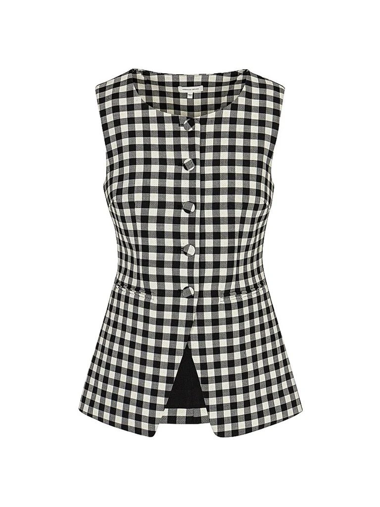 Rebecca Taylor Philippa Check Wool-Blend Button-Front Vest
