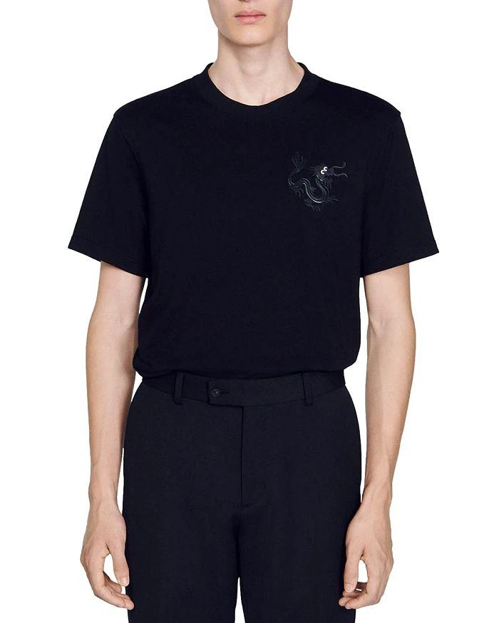 Sandro Short Sleeve Crewneck Dragon Tee 1