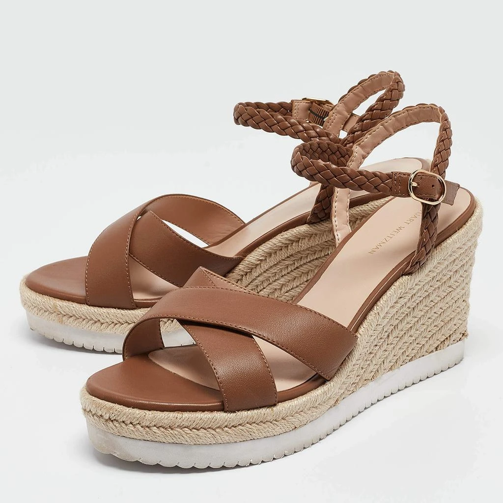 Stuart Weitzman Stuart Weitzman Brown Leather Mykonos Wedge Espadrille Sandals Size 40.5 2