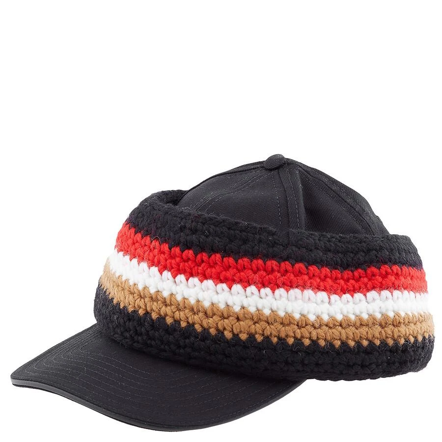 Burberry Black / Camel Baseball Cap With Knit Headband 2