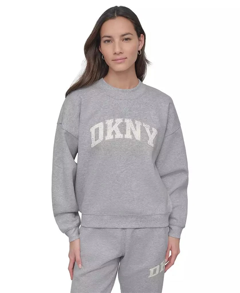 DKNY Women's Rhinestone Logo Crewneck Top 1