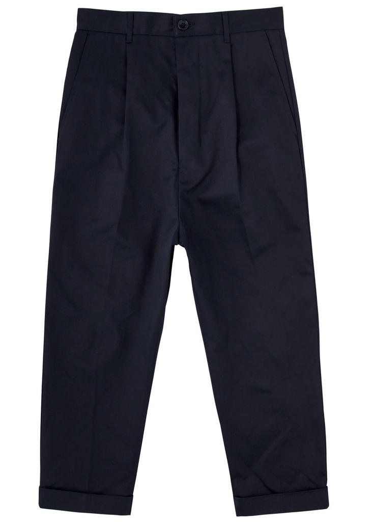 AMI Cropped tapered-leg cotton chinos