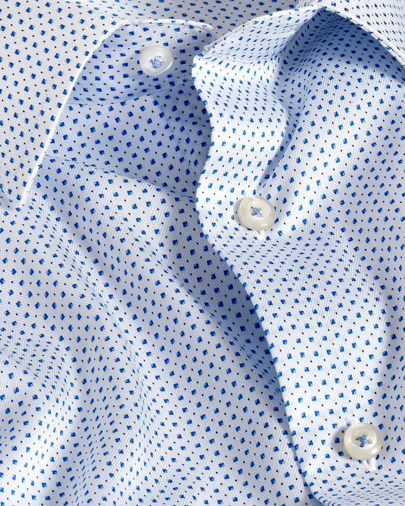 David Donahue Slim Fit Printed Dress Shirt - White/ Blue - 16 34/35