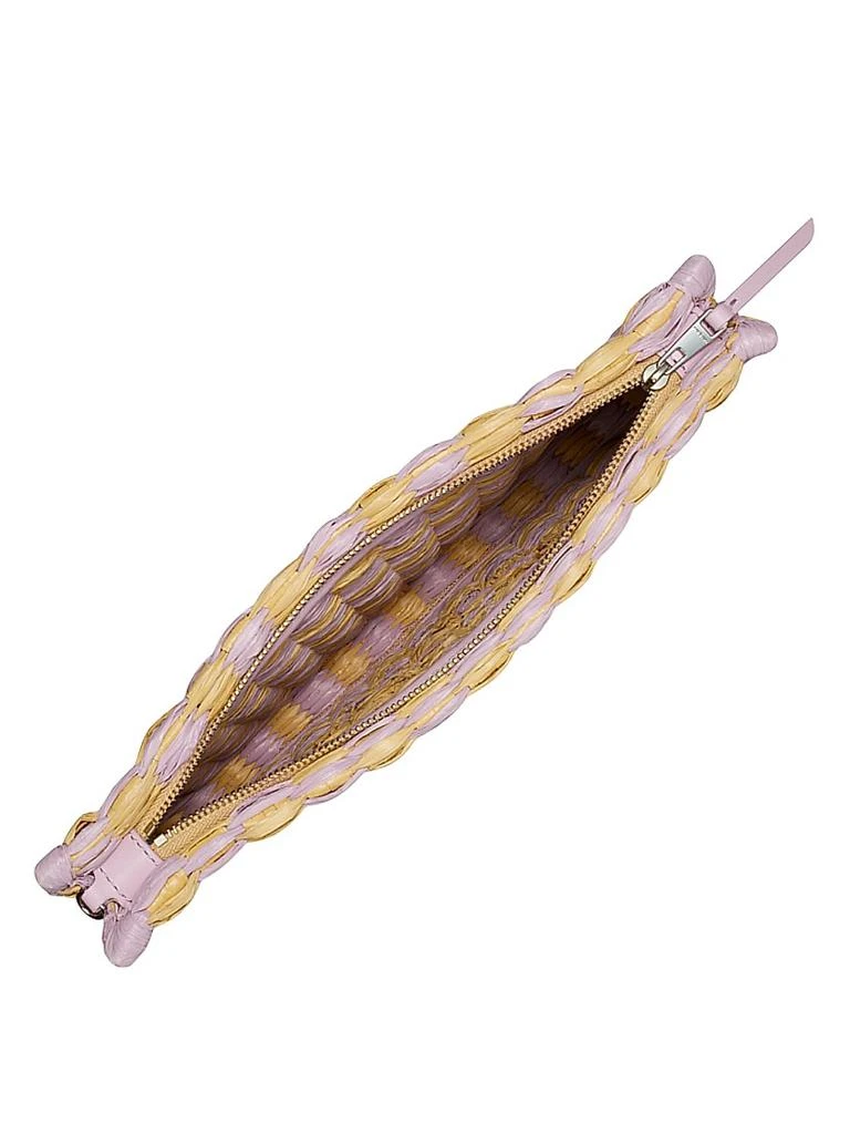 Tory Burch Ella Two-Tone Logo Straw Wristlet Pouch 2