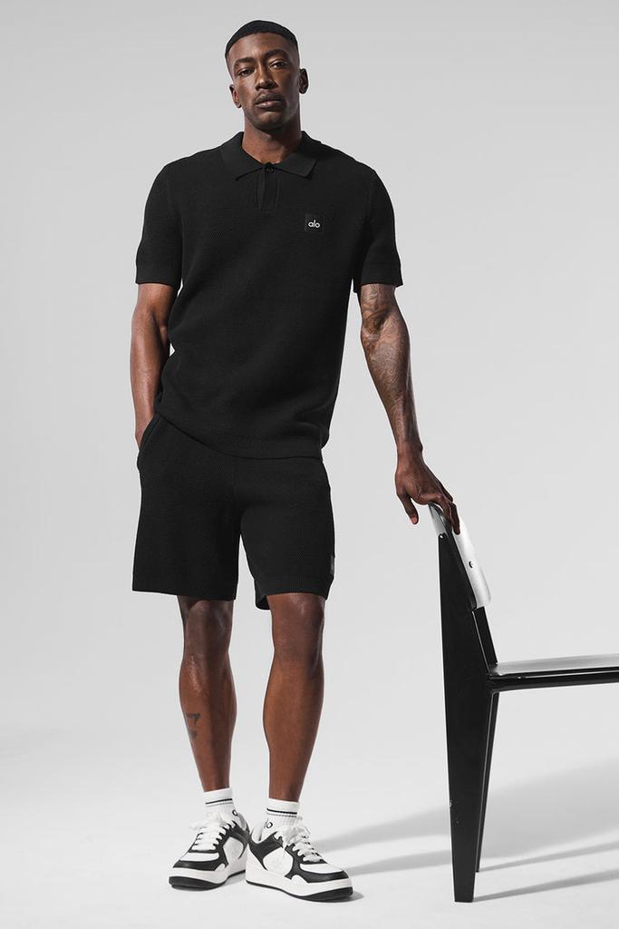 Alo Sports Club Sweater Knit Polo - Black
