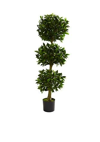 NEARLY NATURAL Natural 5 Ft. Triple Bay Leaf Topiary Uv Resistant Indoor Outdoor 1