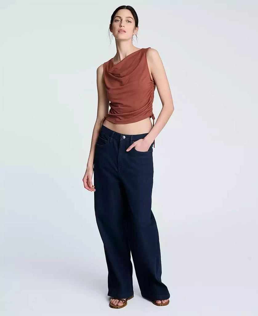 Kenneth Cole Women's Cowlneck Ruched Cropped Tank Top 2