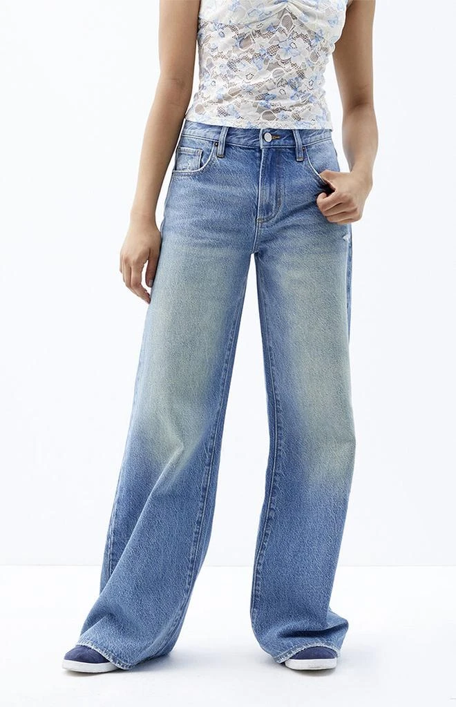 PacSun Lena Low Rise Super Baggy Jeans Ripped Medium Indigo 2