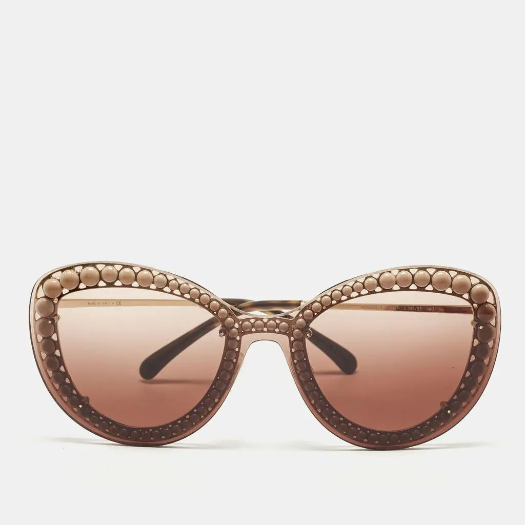 Chanel Chanel Brown Gradient 4236-H Pearl Embellished Butterfly Sunglasses