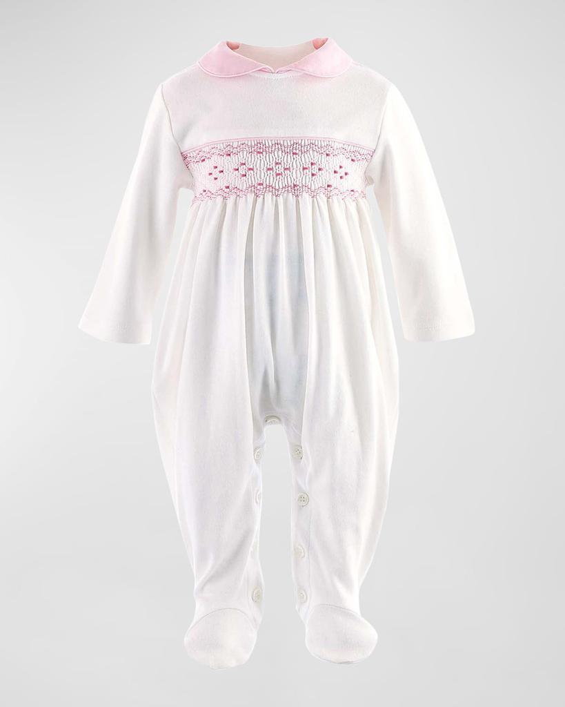 Rachel Riley Girl's Smocked Footed Coverall, Size Newborn-12M
