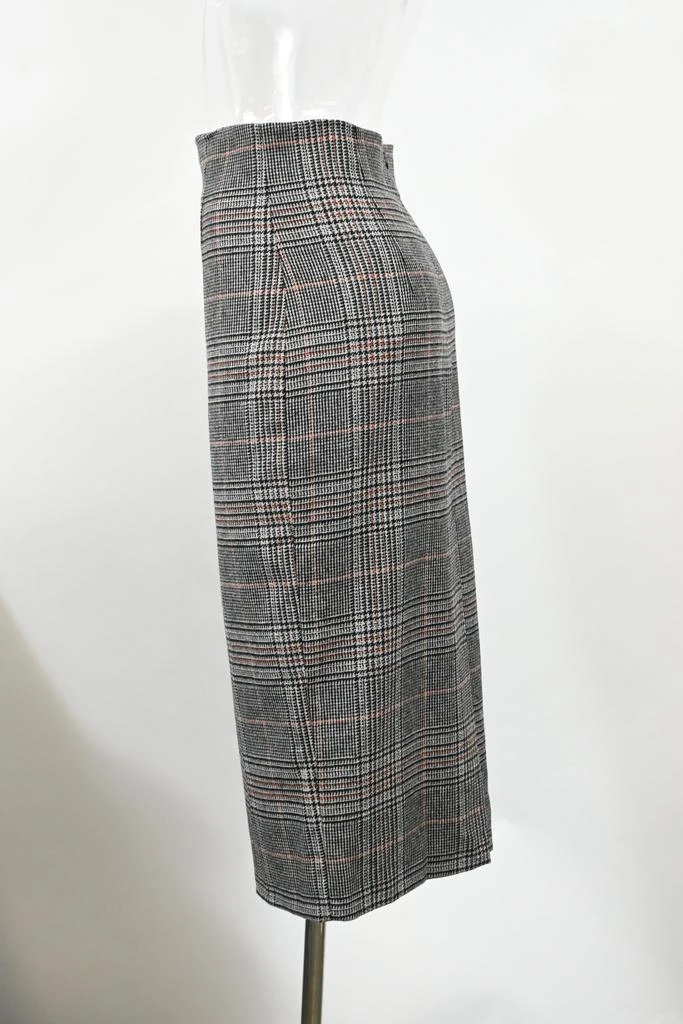 IRIS & INK Plaid Midi Pencil Skirt in Grey Wool 6