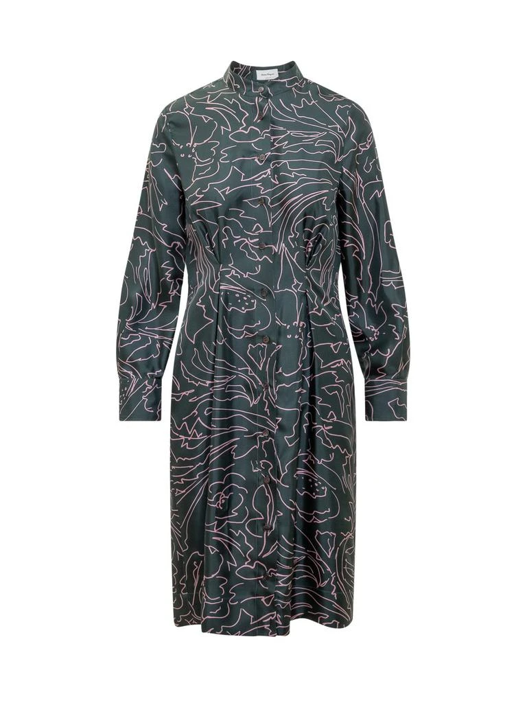 Salvatore Ferragamo Ferragamo Abstract-Printed Belted Shirt Dress 1