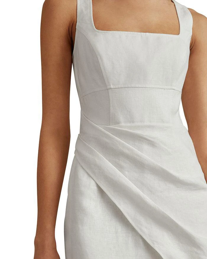 Reiss - Cream Linen Pleat Detail Mini Dress, 16 Reiss - Cream Linen Pleat Detail Mini Dress, 16