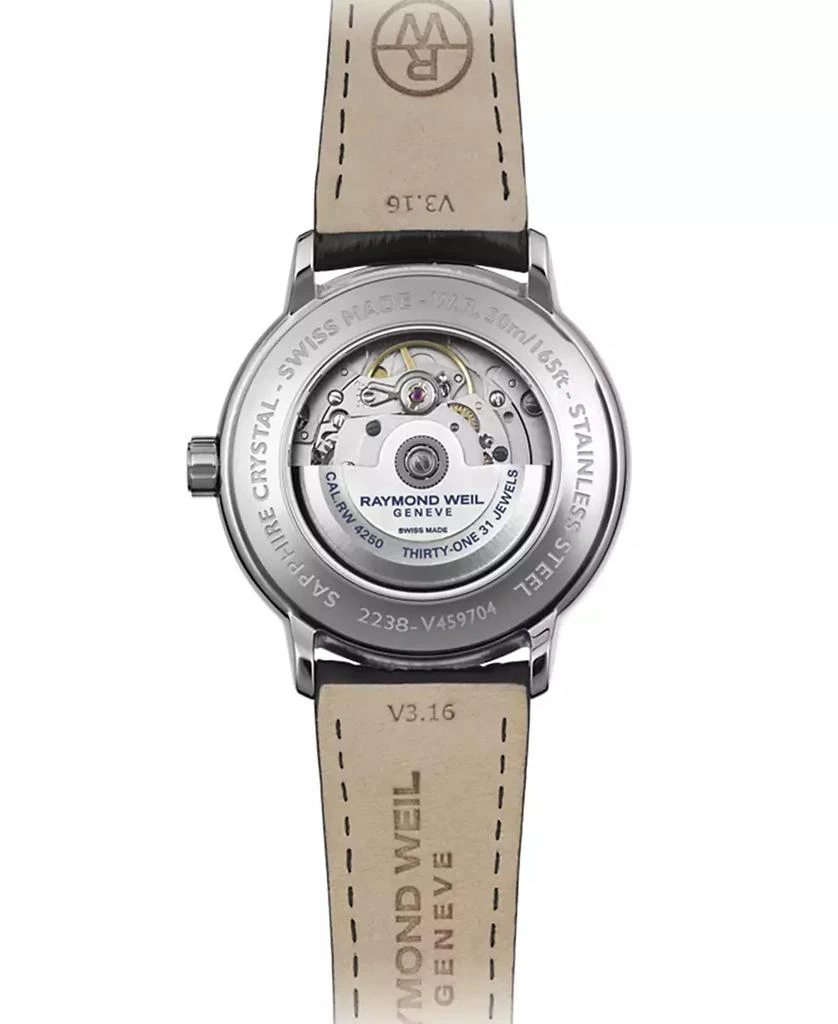 Raymond Weil Men's Swiss Automatic Maestro Small Seconds Black Leather Strap Watch 40mm 4